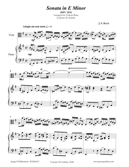 Bach Sonata Bwv 1034 For Viola Piano Sheet Music