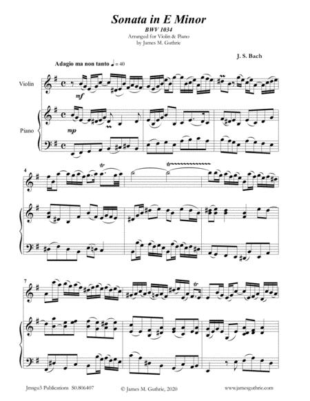 Bach Sonata Bwv 1034 For Violin Piano Sheet Music