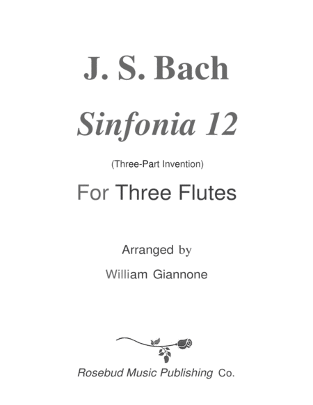 Bach Three Part Invention 12 For 3 Flutes Sheet Music