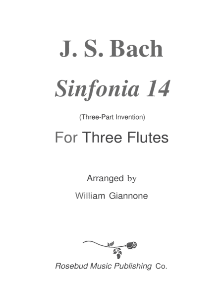 Bach Three Part Invention 14 For 3 Flutes Sheet Music