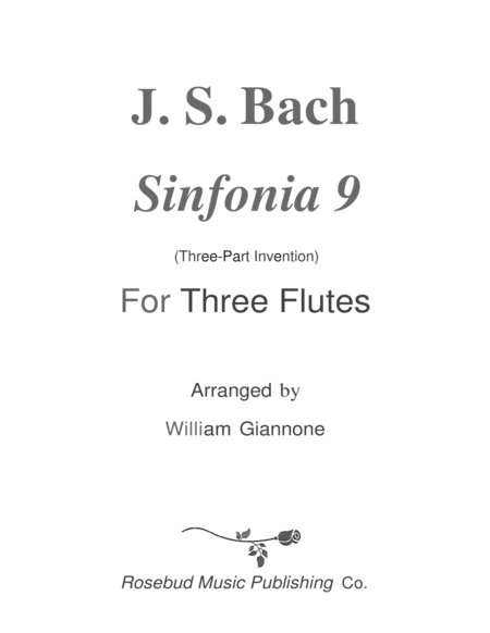 Free Sheet Music Bach Three Part Invention 9 For 3 Flutes