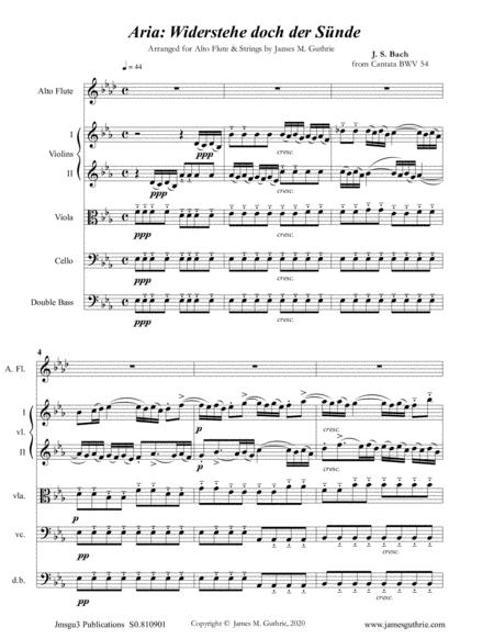 Free Sheet Music Bach Widerstehe Doch Der Snde Bwv 54 For Alto Flute Strings