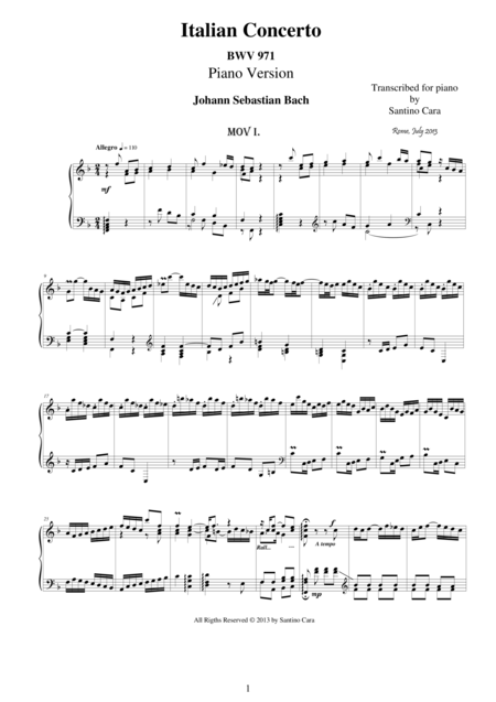 Free Sheet Music Bachs Concertos And Suites Transcribed For Piano