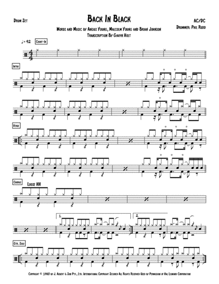 Free Sheet Music Back In Black