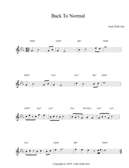 Back To Normal Sheet Music