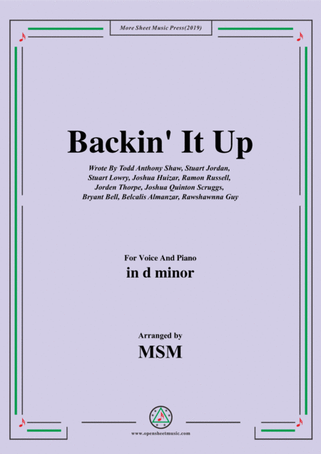 Free Sheet Music Backin It Up In D Minor For Voice And Piano Feat Cardi B