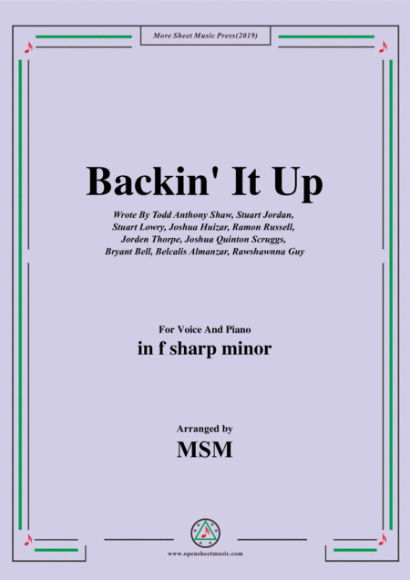 Free Sheet Music Backin It Up In F Sharp Minor For Voice And Piano Feat Cardi B