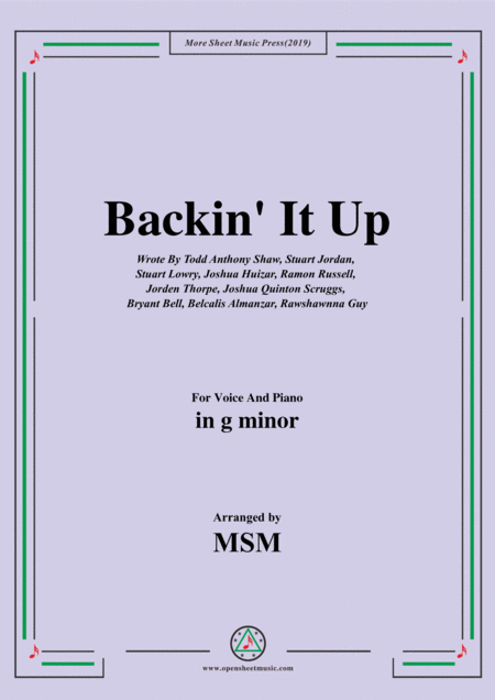 Free Sheet Music Backin It Up In G Minor For Voice And Piano Feat Cardi B