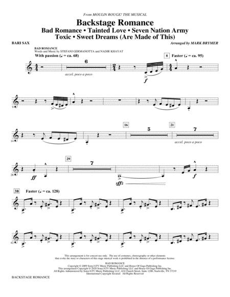 Backstage Romance From Moulin Rouge The Musical Baritone Sax Sheet Music