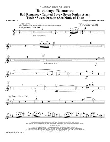 Free Sheet Music Backstage Romance From Moulin Rouge The Musical Bb Trumpet 1