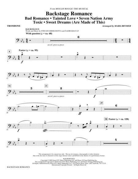 Backstage Romance From Moulin Rouge The Musical Trombone Sheet Music