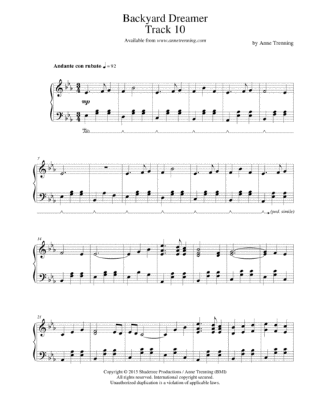 Backyard Dreamer Sheet Music For Piano Sheet Music