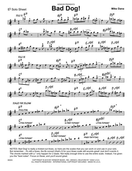 Free Sheet Music Bad Dog Eb Solo Sheet