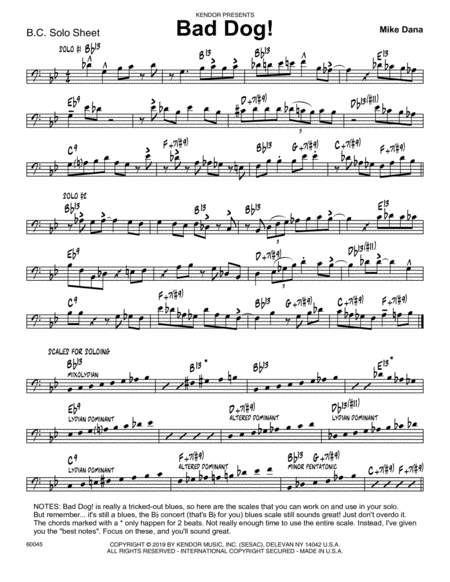 Free Sheet Music Bad Dog Sample Solo Bass Clef Instr