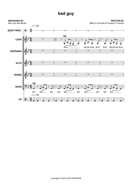 Bad Guy Satb With Vocal Percussion Sheet Music