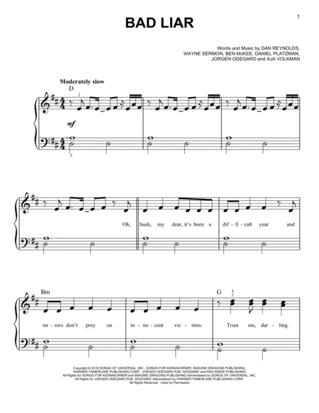 Bad Liar Sheet Music