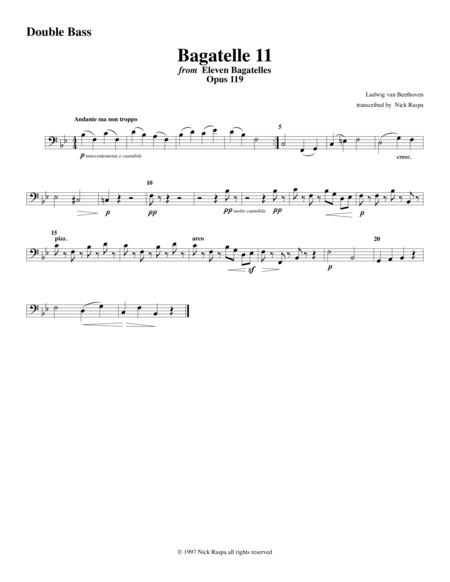 Free Sheet Music Bagatelle 11 For String Orchestra Double Bass Part