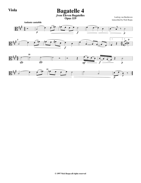 Bagatelle 4 For String Orchestra Viola Part Sheet Music