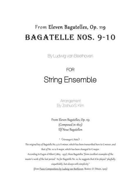 Bagatelles Nos 9 10 Op 119 For String Ensemble Sheet Music