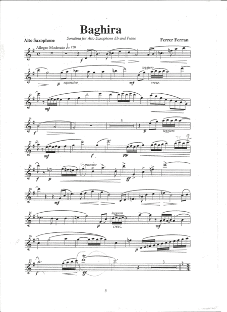 Baguira Ferrer Ferran Sax Alto Sheet Music