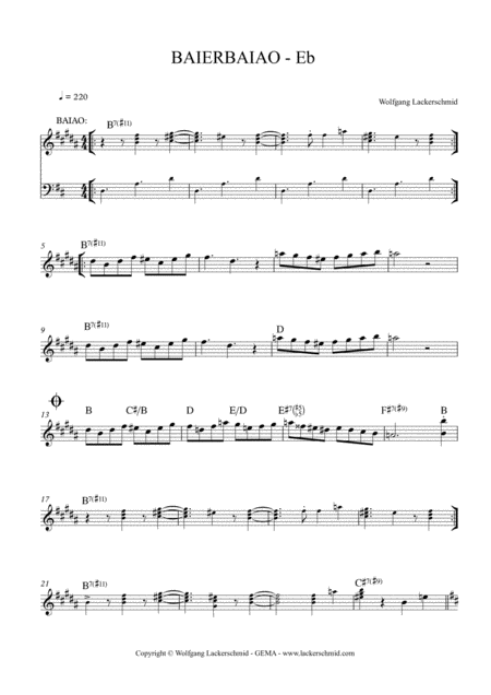 Free Sheet Music Baierbaiao For Eb Instruments