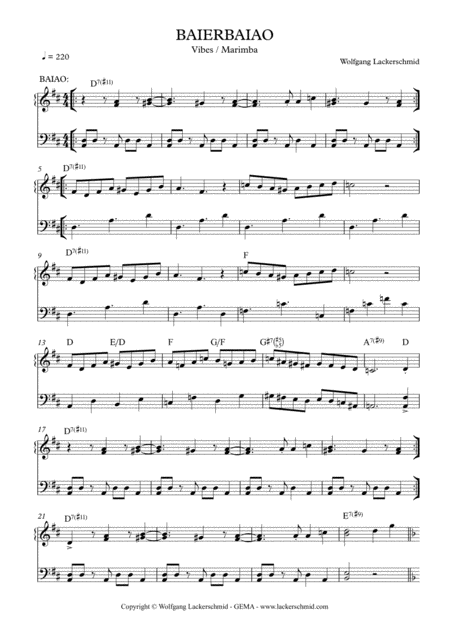 Free Sheet Music Baierbaiao For Mallet Duo