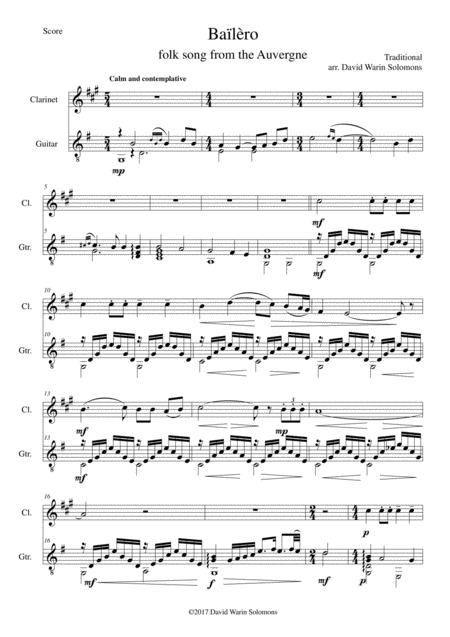 Bailero For Clarinet And Guitar Sheet Music