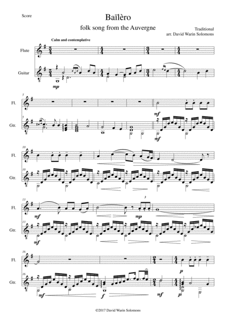 Bailero For Flute And Guitar Sheet Music