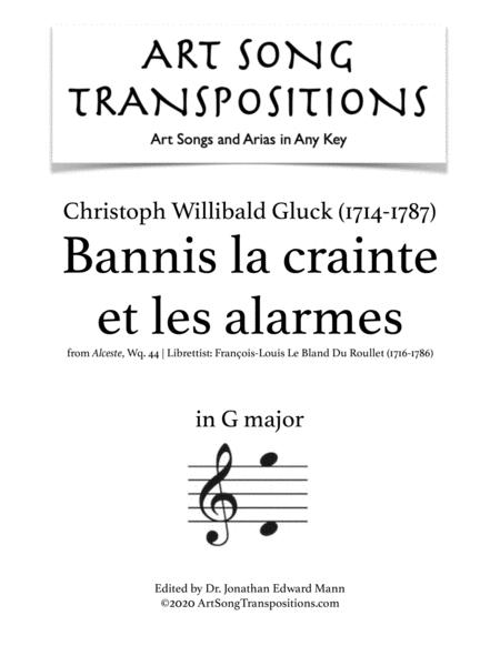 Bannis La Crainte Et Les Alarmes Transposed To G Major Sheet Music