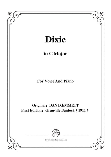 Free Sheet Music Bantock Folksong Dixie In C Major For Voice And Piano