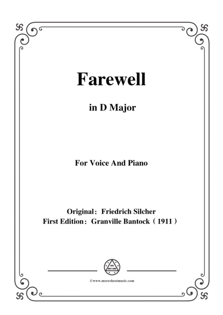 Free Sheet Music Bantock Folksong Farewell Lebewohl In D Major For Voice And Piano