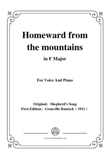 Free Sheet Music Bantock Folksong Homeward From The Mountains Hjemreise Fra Saeteren In F Major For Voice And Piano