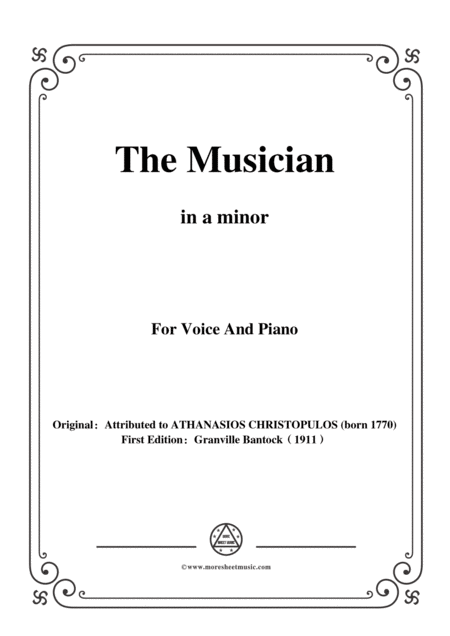 Bantock Folksong The Musician In A Minor For Voice And Piano Sheet Music