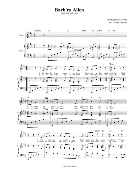 Free Sheet Music Barb Ra Allen