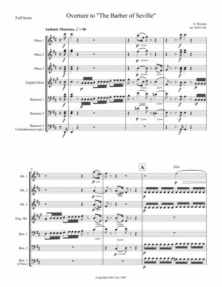 Free Sheet Music Barber Of Seville Overture