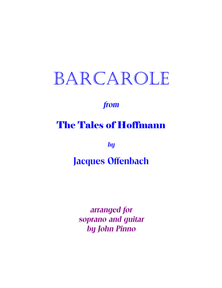 Barcarole The Tales Of Hoffman For Voice And Classical Guitar Sheet Music