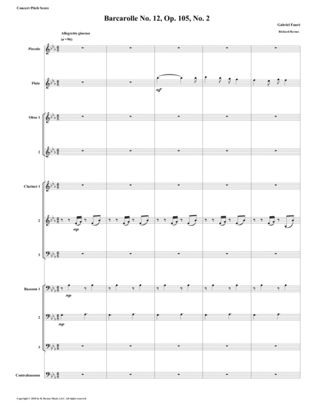 Free Sheet Music Barcarolle 12 Op 105 No 2 By Gabriel Faur Woodwind Choir