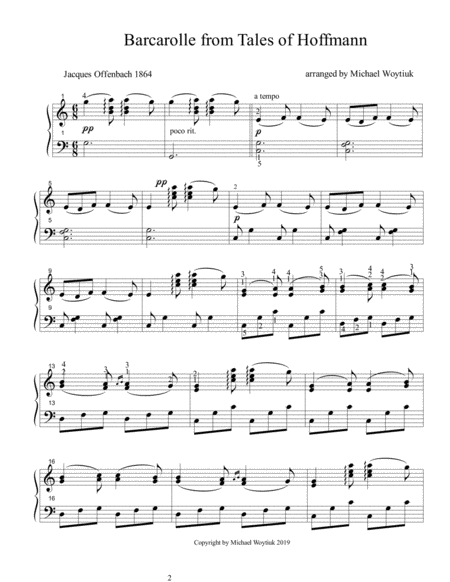 Barcarolle From The Tales Of Hoffmann Sheet Music