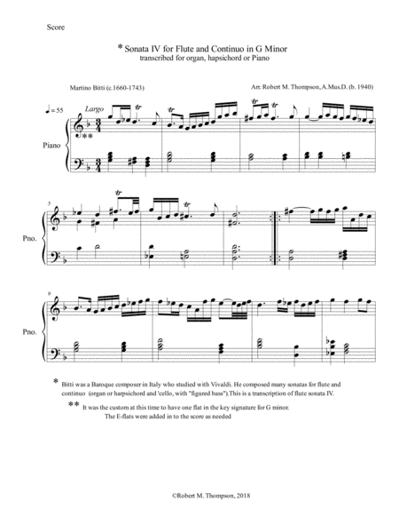 Baroque Easy Beautiful Slow Soft Organ Solo Sheet Music