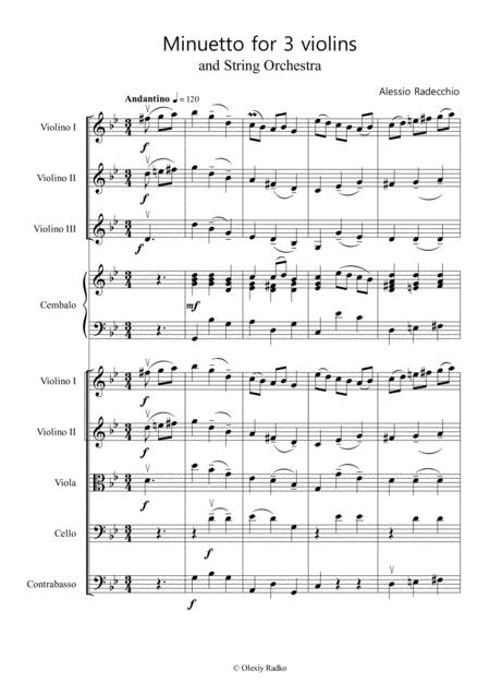 Baroque Menuet For School String Orchestra And 3 Violins Sheet Music