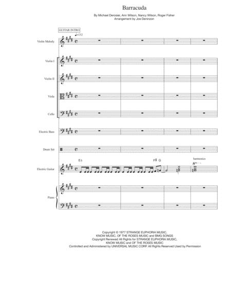 Free Sheet Music Barracuda For String Orchestra With Rhythm Section And Vocals