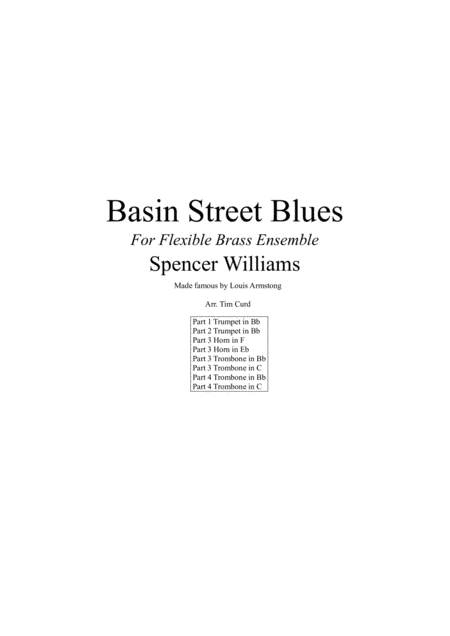 Free Sheet Music Basin Street Blues For Flexible Brass Quartet