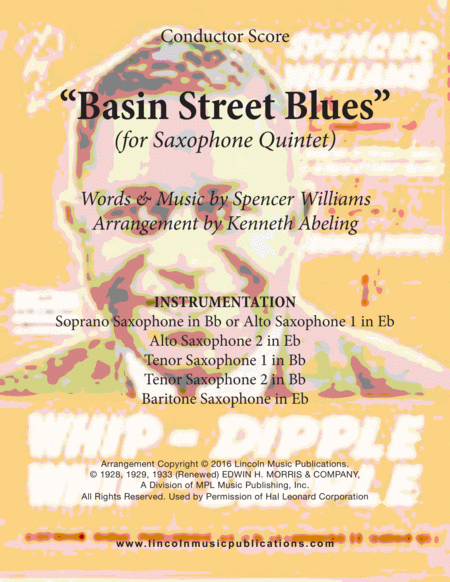 Basin Street Blues For Saxophone Quintet Sheet Music