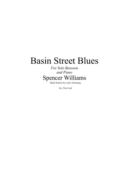 Free Sheet Music Basin Street Blues For Solo Bassoon And Piano