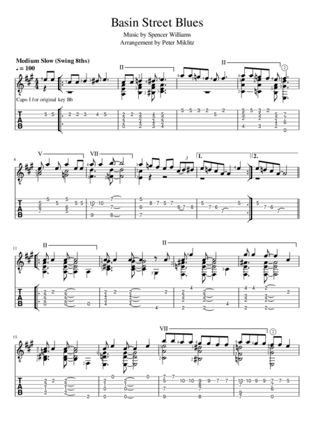 Basin Street Blues Standard Notation And Tab Sheet Music