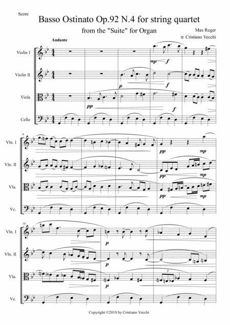 Free Sheet Music Basso Ostinato Op 92 N 4 For String Quartet