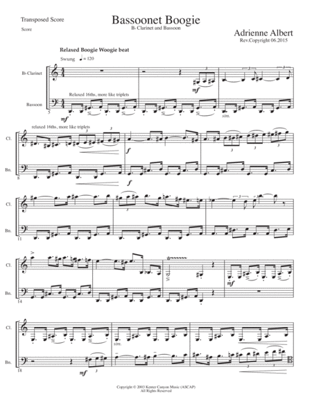 Free Sheet Music Bassoonet Boogie For Clarinet And Bassoon