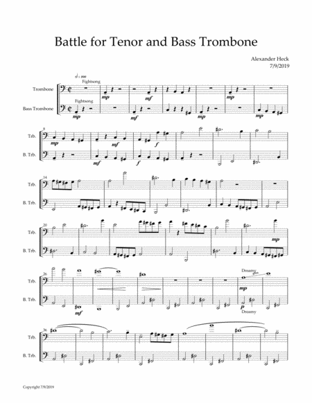 Free Sheet Music Battle For Tenor And Bass Trombone