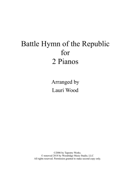 Battle Hymn Of The Republic For 2 Pianos Sheet Music