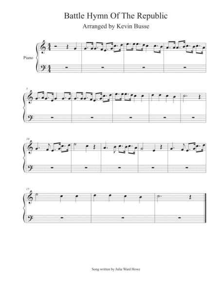 Free Sheet Music Battle Hymn Of The Republic Piano